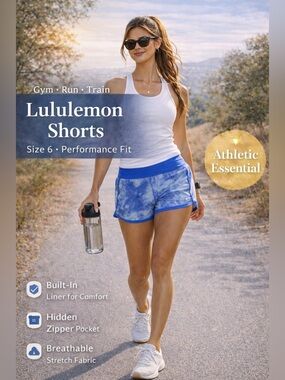 Lululemon Blue Tie-Dye Running Shorts | Size 6 (Tag Missing – See Fit)